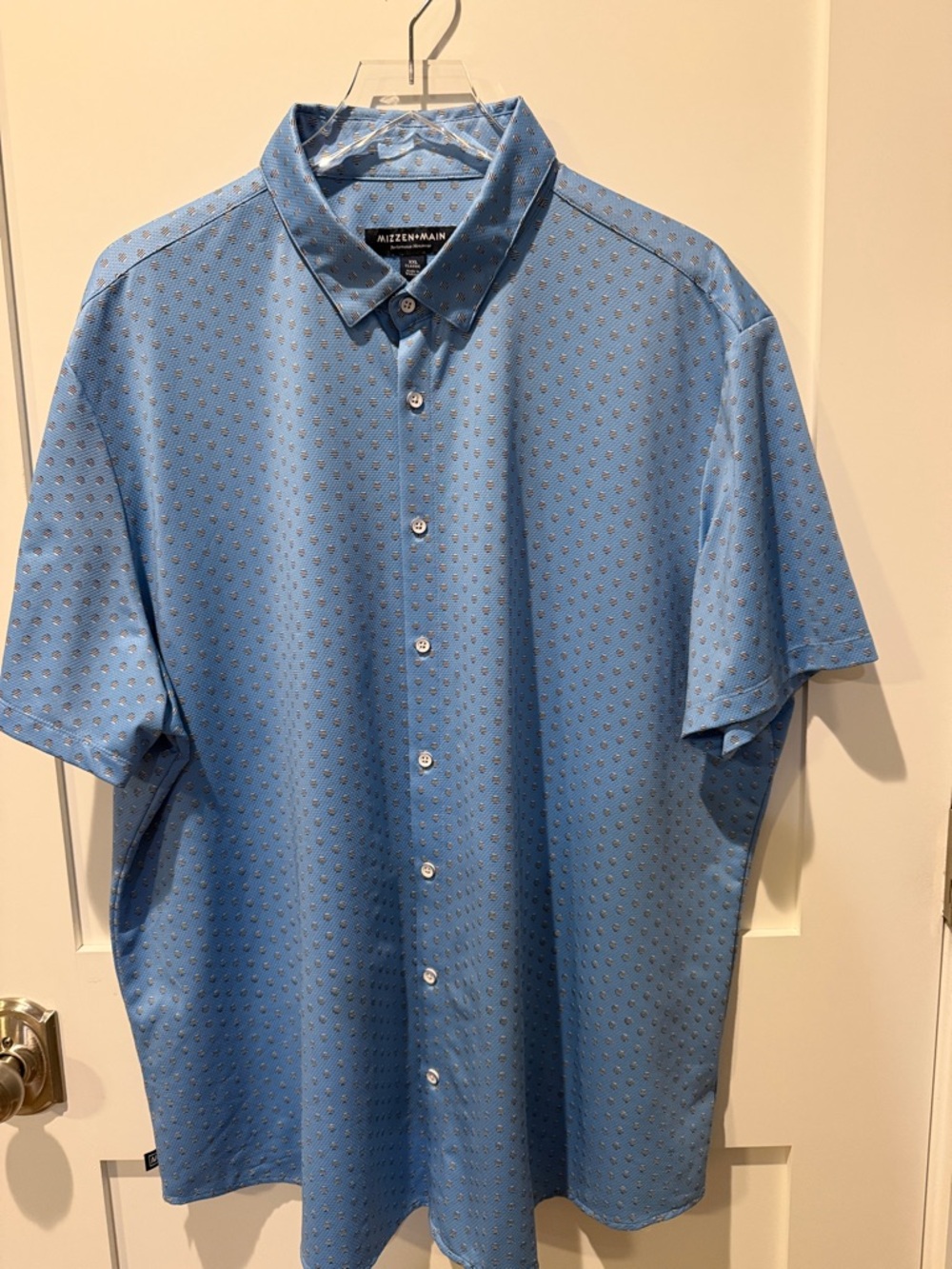 Mizzen+Main Men’s Leeward Classic Sort-Sleeve Micro-Print Button-Down Shirt XXL